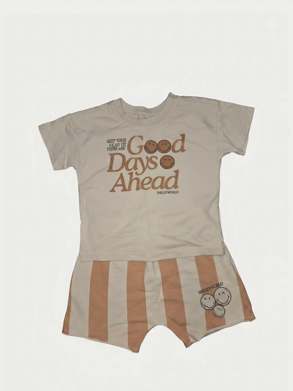 SmileyWorld Kids Cream & Tan Matching Set
